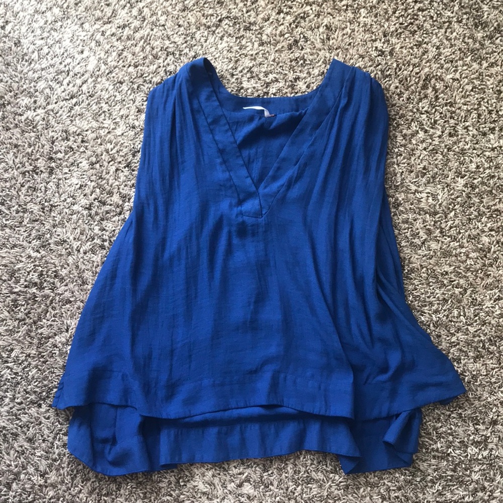 Free People royal blue sleeveless blouse